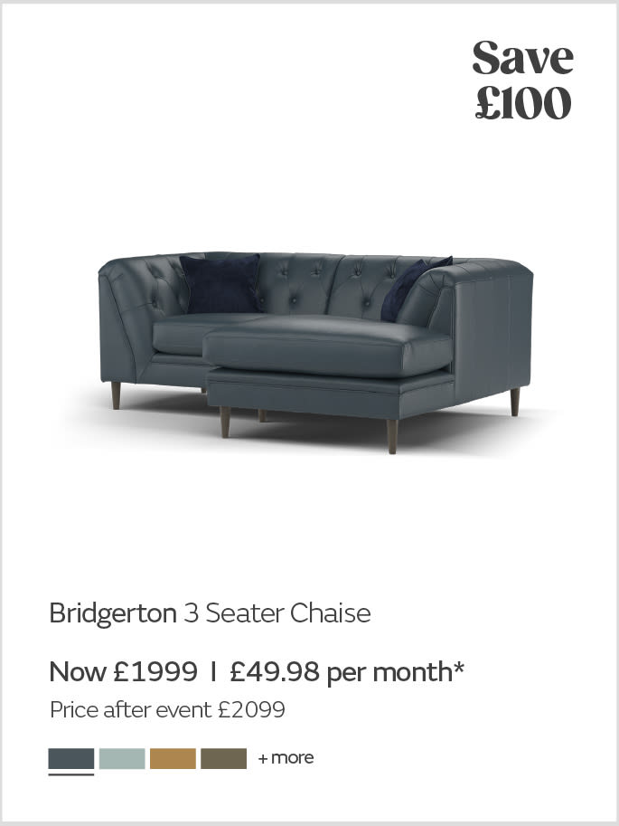 Bridgerton leather 3 seater chaise